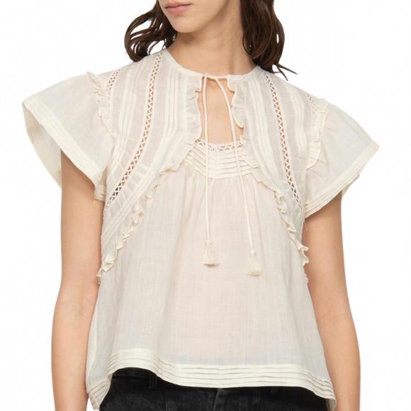 NEW SEA renata flutter sleeve top in cream - Picture 1 of 1